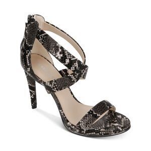 KENNETH COLE Womens Gray Snake Print Brooke Cross Almond Toe Stiletto Sandals 9